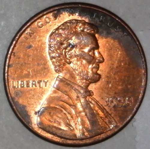 1998-P-Lincoln-Memorial-Cent-With-Nice-Column-Bar-DDR!-To-The-Left